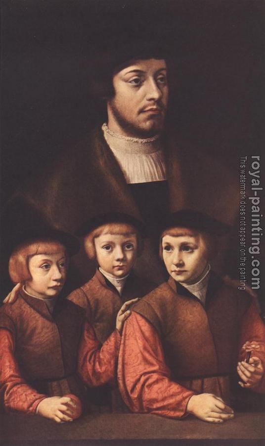 Barthel Bruyn : Portrait of a Man with Three Sons